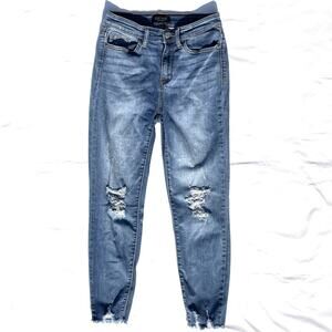 Judy Blue Skinny Fit Jeans Womens 5/27 Distressed 5 27 Raw Hem